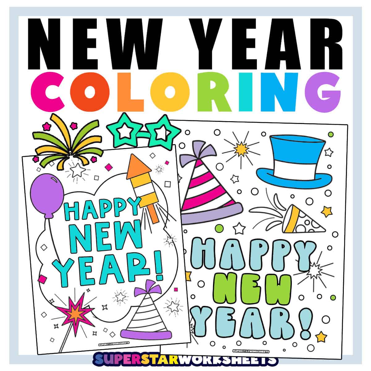 new year coloring pages - superstar worksheets